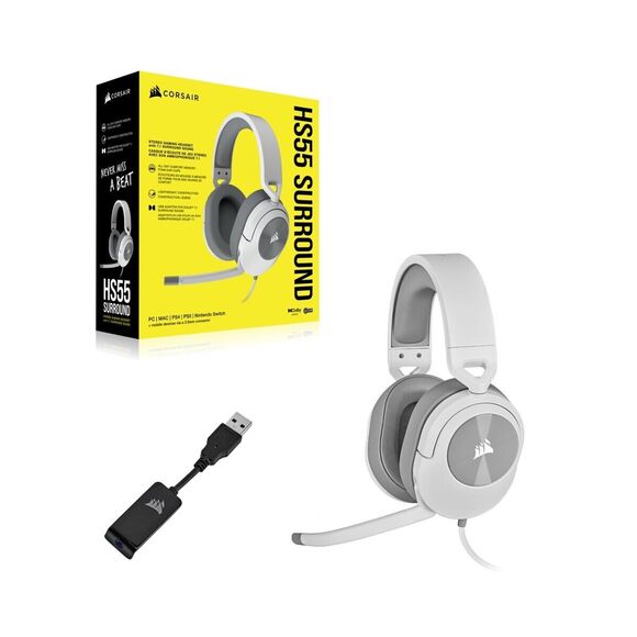 Corsair HS55 Surround Wired Gaming Headset - White / Grey (SEE PHOTOS)